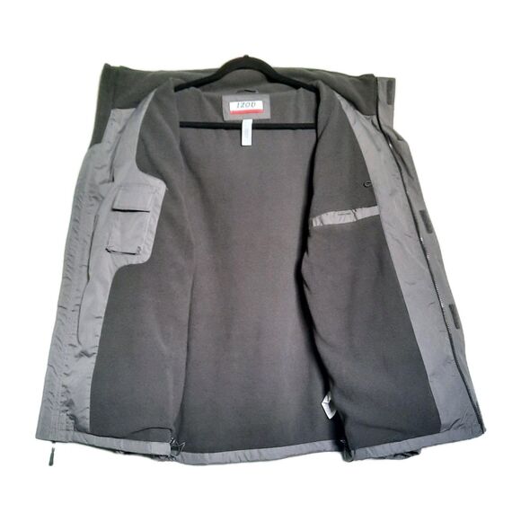 Izod Men Gray Performx Hooded Fleece Lined Jacket Front Side Zip Pockets Sz S - Picture 3 of 6